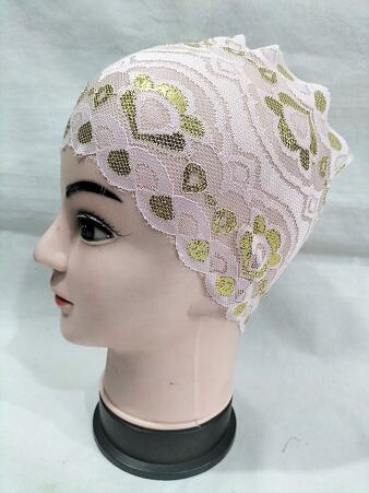 Lace Hijab Band - Baby Pink