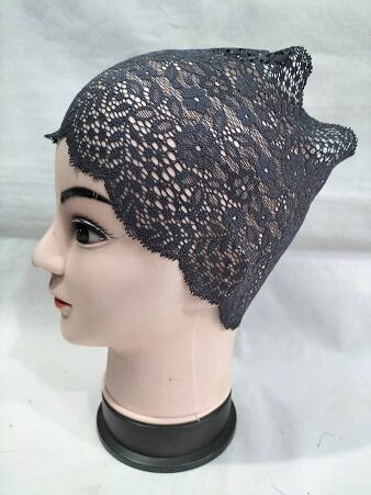 Lace Hijab Band - Grey 2 Lace Hijab Band - Grey 2