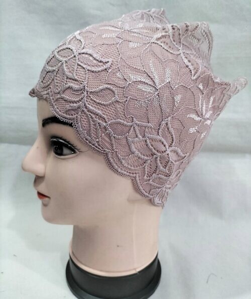 lace hijab band nude pink