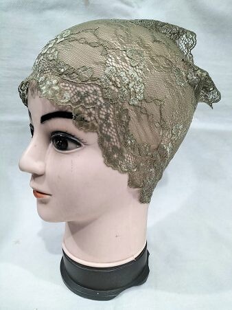 Lace Hijab Band - Olive Green