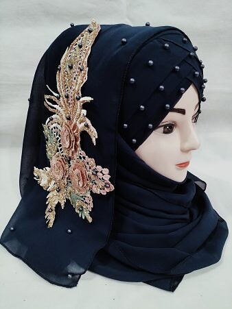 Pearl Floral Ready to Wear with 3D Bridal Bunch - Burgundy