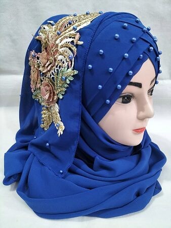 Pearl Floral Ready to Wear with 3D Bridal Bunch - Royal Blue Pearl Floral Ready to Wear with 3D Bridal Bunch - Royal Blue