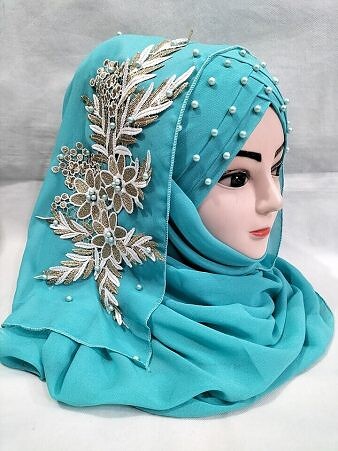 Pearl Floral Ready to Wear with 3D Bunch - Rust Red Pearl Floral Ready to Wear with 3D Bunch - Rust Red