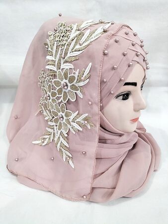 Pearl Floral Ready to Wear with 3D Bunch - Nude Pink Pearl Floral Ready to Wear with 3D Bunch - Nude Pink