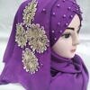 Pearl Floral Ready to Wear with 3D Fancy Flower Bunch - Eggplant