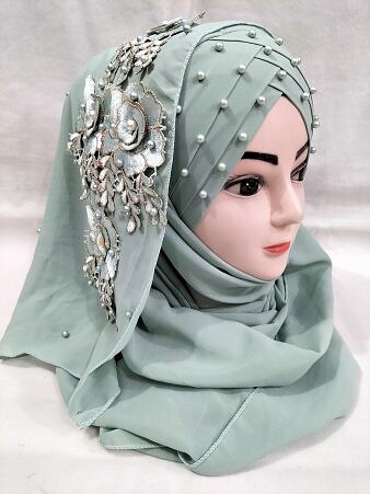 Pearl Ready to Wear with Matching Bunch – Tea Green Pearl Ready to Wear with Matching Bunch – Tea Green