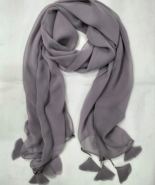 plain chiffon tassels dirty purple