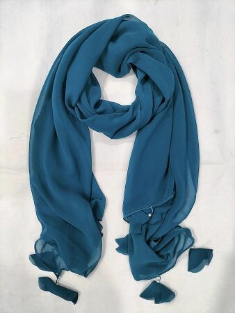 Plain Chiffon Tassels - Teal