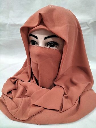 Plain Niqab Ready to Wear - Chestnut Brown