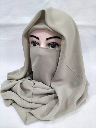 Plain Niqab Ready to Wear - Coffee
