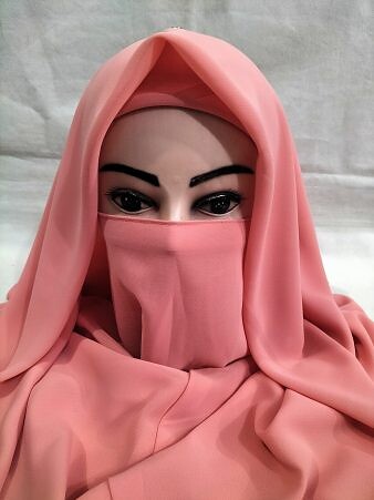 Plain Niqab Ready to Wear - Coral Orange
