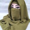 Plain Niqab Ready to Wear - Dark Olive Green