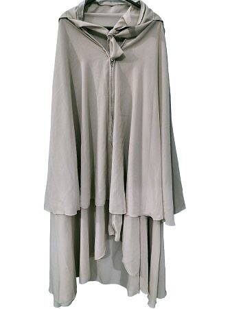 Zipper Hijab With Niqab - Ash White Zipper Hijab With Niqab - Ash White