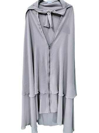 Zipper Hijab With Niqab - Light Grey Zipper Hijab With Niqab - Light Grey