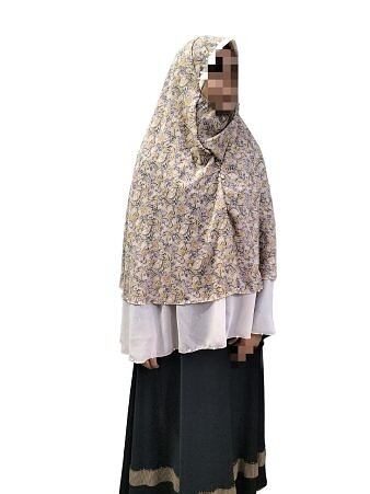 Hooded Chiffon Makna with Pearls - Print 1 Hooded Chiffon Makna with Pearls - Print 1