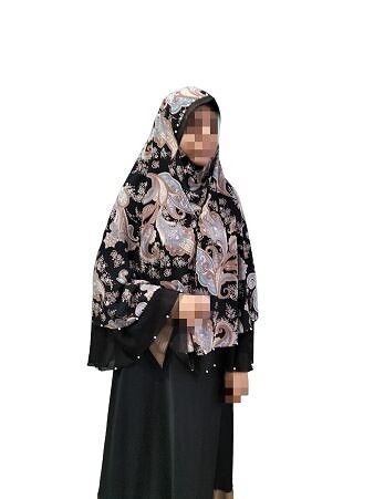 Hooded Chiffon Makna with Pearls - Print 1 Hooded Chiffon Makna with Pearls - Print 1