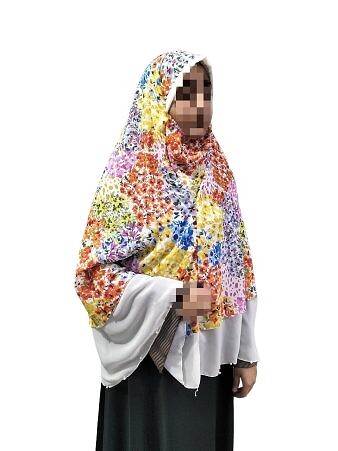 Hooded Chiffon Makna with Pearls - Print 1 Hooded Chiffon Makna with Pearls - Print 1