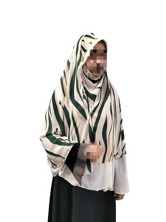 Hooded Chiffon Makna with Pearls - Print 1 Hooded Chiffon Makna with Pearls - Print 1