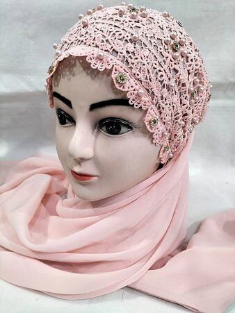 Fancy Tie Back Bonnet Ready to Wear - Blush Pink Fancy Tie Back Bonnet Ready to Wear - Blush Pink
