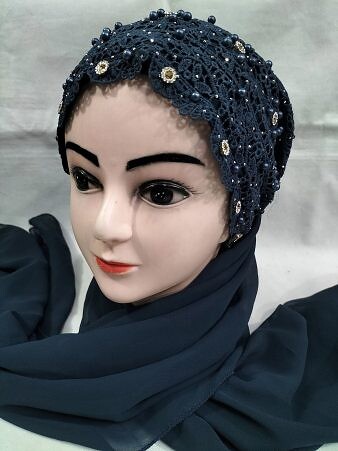 Fancy Tie Back Bonnet Ready to Wear - Dark Grey Fancy Tie Back Bonnet Ready to Wear - Dark Grey