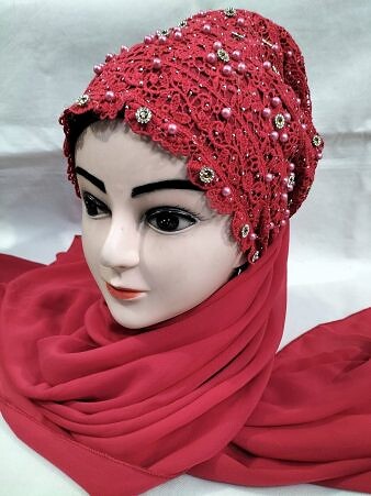 Fancy Tie Back Bonnet Ready to Wear - Deep Pink Fancy Tie Back Bonnet Ready to Wear - Deep Pink