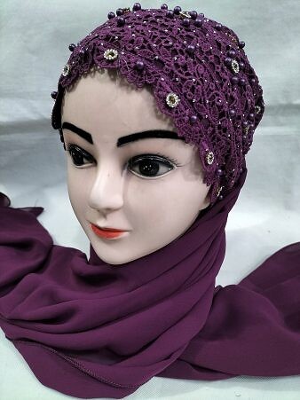 Fancy Tie Back Bonnet Ready to Wear - Magenta