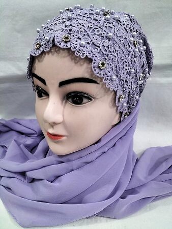 Fancy Tie Back Bonnet Ready to Wear - Purple Fancy Tie Back Bonnet Ready to Wear - Purple