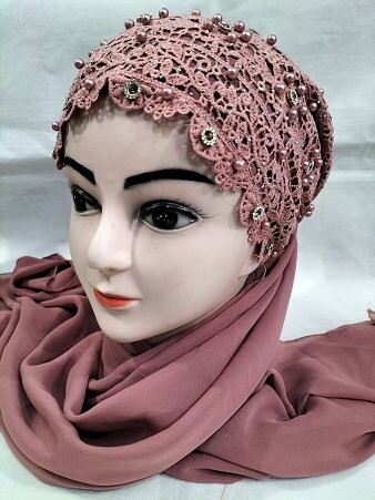 Fancy Tie Back Bonnet Ready to Wear - Tea Pink