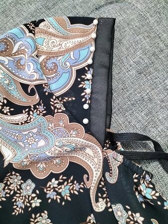 Hooded Chiffon Makna with Pearls - Print 2 Hooded Chiffon Makna with Pearls - Print 2