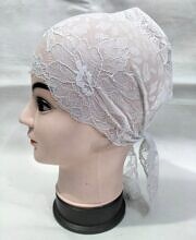 Lace Tie Back Bonnet Cap - Ash White