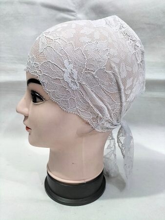 Lace Tie Back Bonnet Cap - Ash White