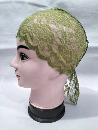 Lace Tie Back Bonnet Cap - Mint Blue