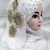 Pearl Floral Ready to Wear with 3D Fancy Flower Bunch - White Pearl Floral Ready to Wear with 3D Fancy Flower Bunch - White