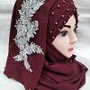 Pearl Floral Ready to Wear with Silver Bunch - Burgundy Pearl Floral Ready to Wear with Silver Bunch - Burgundy
