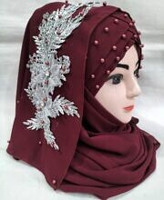 Pearl Floral Ready to Wear with Silver Bunch - Burgundy