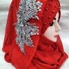 Pearl Floral Ready to Wear with Silver Bunch - Red