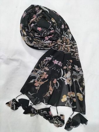 Plain Chiffon Tassels - Print 15