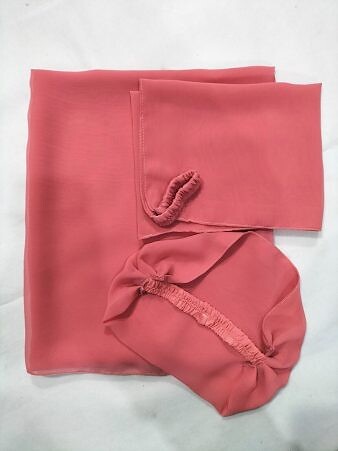 Three Piece Matching Hijab Set - Coral Pink