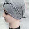 Cross Over Tie Back Bonnet with Pearls - Grey Cross Over Tie Back Bonnet with Pearls - Grey