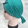 Cross Over Tie Back Bonnet with Pearls - Turquoise
