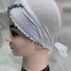 Cross Over Tie Back Bonnet with Pearls - White Cross Over Tie Back Bonnet with Pearls - White