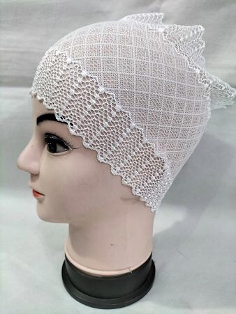 Lace Hijab Band - White (Design 3)