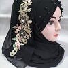 Pearl Floral Ready to Wear with 3D Fancy Flower Bunch - Black Design 8