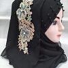 Pearl Floral Ready to Wear with 3D Fancy Flower Bunch - Black Design 9