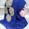 Pearl Floral Ready to Wear with 3D Fancy Flower Bunch - Blue