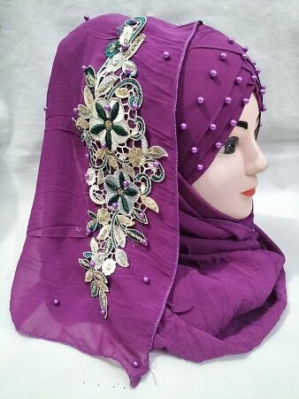 Pearl Floral Ready to Wear with 3D Fancy Flower Bunch - Magenta (Design 3)