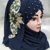 Pearl Floral Ready to Wear with 3D Fancy Flower Bunch - Navy Blue (Design 2)