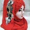 Pearl Floral Ready to Wear with 3D Fancy Flower Bunch - Red (Design 2)