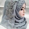 Pearl Floral Ready to Wear with Silver Bunch - Grey
