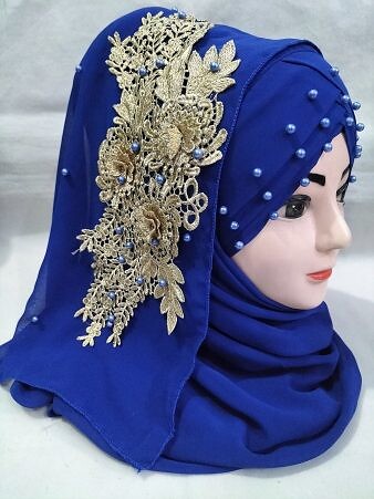 Pearl Ready to Wear with Golden Bunch - Blue (Design 2)